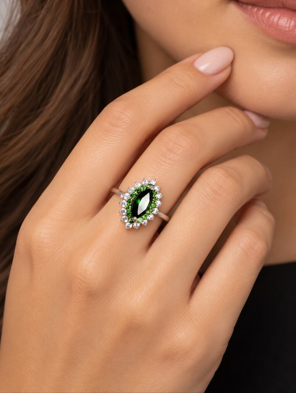 Wow! Natural Chrome Diopside ring